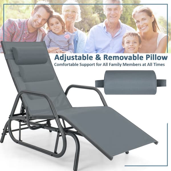 Utomhus Chaise Lounge Gungstol, 60x39x26 tum, Grå/Brun