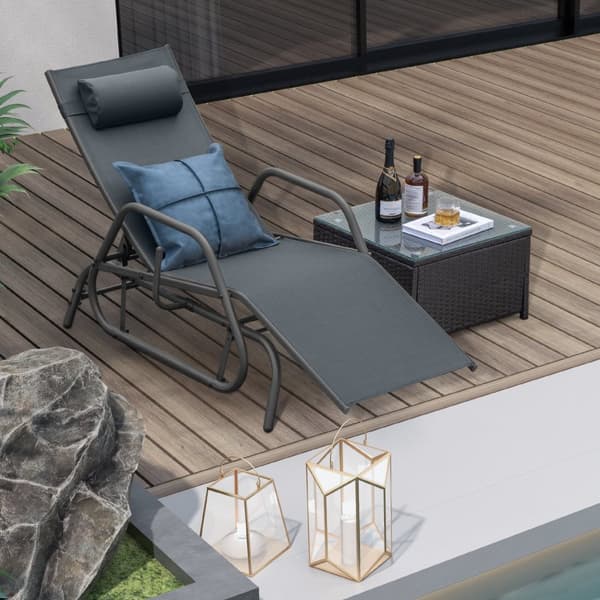 Utomhus Chaise Lounge Gungstol, 60x39x26 tum, Grå/Brun