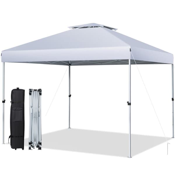 Udendørs pop-up pavillon, 305x305x217-275 cm, Sort/Hvid