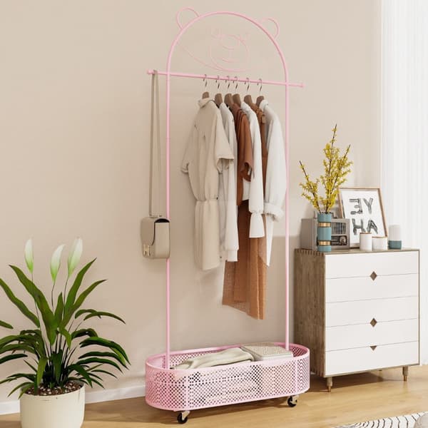 Fristående Klädställ, 81x34x182 cm, Rosa