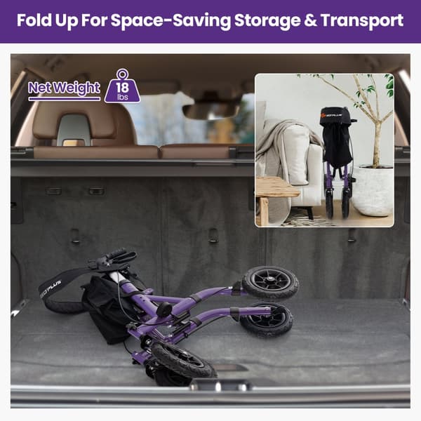 Rollator Walker, 30x25x32-37 tum, Lila