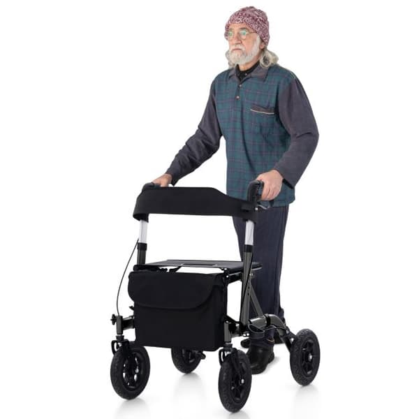 Rullande promenadkärra, 76x64x81-93 cm, Svart