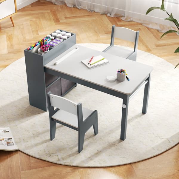 Konstbord och Stolar Set, 39.5"x20"x23", Grå