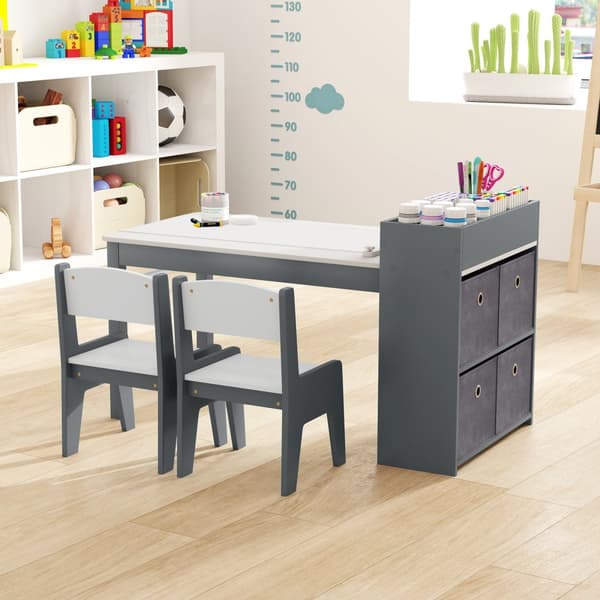 Konstbord och Stolar Set, 39.5"x20"x23", Grå