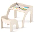 Miniatyrbillede 1 af 8: Børnebord og Stol Sæt, 23.5x23.5x19.5 tommer, Hvid