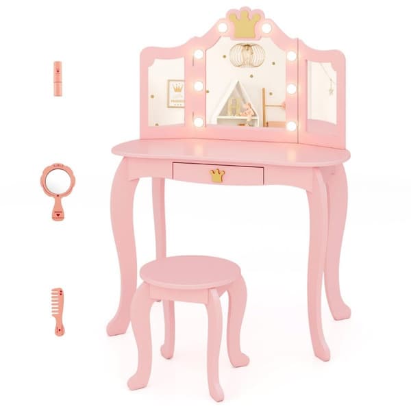 Barnsminkbord, 80x40x106 cm, Rosa