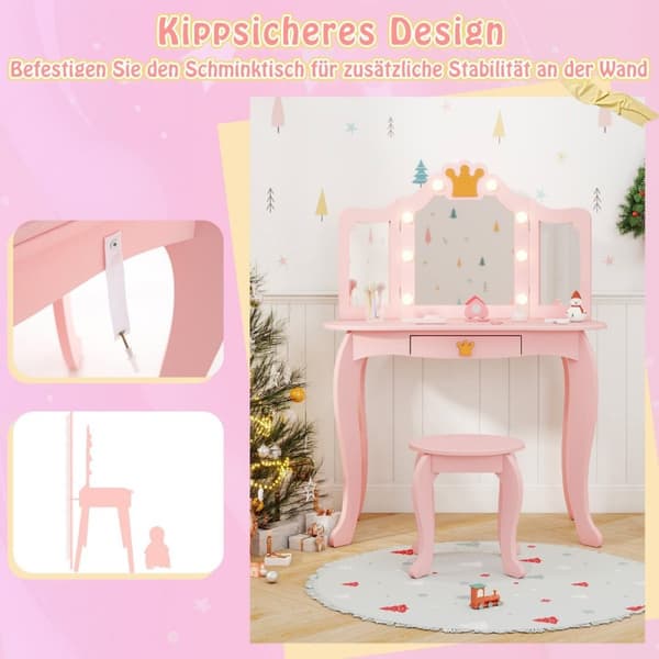 Barnsminkbord, 80x40x106 cm, Rosa