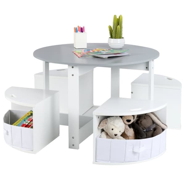 Barnbord och Stol Set, 79x79x51 cm, Grå