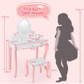 Miniatyrbild 5 av 8: Sminkbord och Stolsset, 70x33x100 cm, Rosa/Vit
