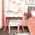 Miniatyrbild 6 av 8: Sminkbord och Stolsset, 70x33x100 cm, Rosa/Vit