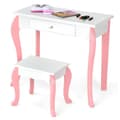 Miniatyrbild 8 av 8: Sminkbord och Stolsset, 70x33x100 cm, Rosa/Vit