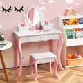 Miniatyrbild 2 av 8: Sminkbord och Stolsset, 70x33x100 cm, Rosa/Vit