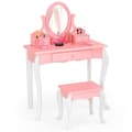 Miniatyrbild 4 av 8: Sminkbord och Stolsset, 70x33x100 cm, Rosa/Vit