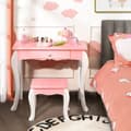 Miniatyrbild 6 av 8: Sminkbord och Stolsset, 70x33x100 cm, Rosa/Vit