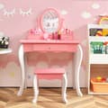 Miniatyrbild 2 av 8: Sminkbord och Stolsset, 70x33x100 cm, Rosa/Vit