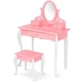 Miniatyrbild 1 av 8: Sminkbord och Stolsset, 70x33x100 cm, Rosa/Vit