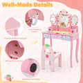 Miniatyrbild 7 av 8: Barnsminkbord och stol set, 70x34x105 cm, Rosa/Vit