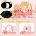 Miniatyrbild 8 av 8: Barnsminkbord och stol set, 70x34x105 cm, Rosa/Vit
