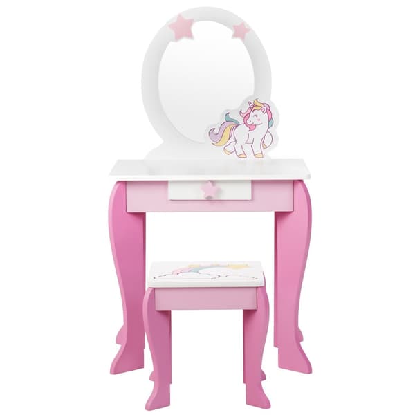 Barns Sminkbord, 49x35.5x89 cm, Vit och Rosa