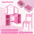 Miniatyrbillede 5 af 8: Toiletbord og Stol Sæt, 41x16x46 cm, Pink/Hvid