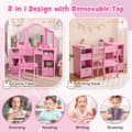 Miniatyrbillede 6 af 8: Toiletbord og Stol Sæt, 41x16x46 cm, Pink/Hvid