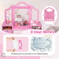 Miniatyrbillede 8 af 8: Toiletbord og Stol Sæt, 41x16x46 cm, Pink/Hvid