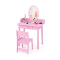 Miniatyrbillede 1 af 8: Sminkebord, Børns Sminkebord med Lysende Spejl-Rosa, 23.5"x14"x38", Hvid