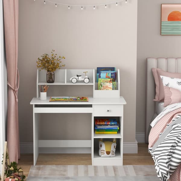 Børns studiebord, 35,5x18x35,5 tommer, Hvid