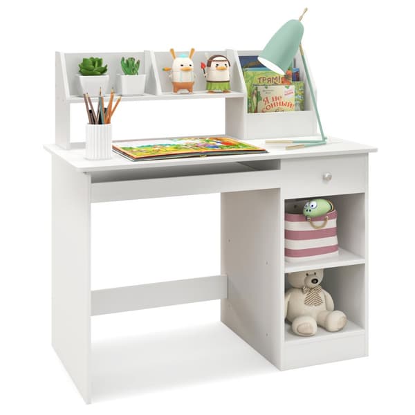 Børns studiebord, 35,5x18x35,5 tommer, Hvid