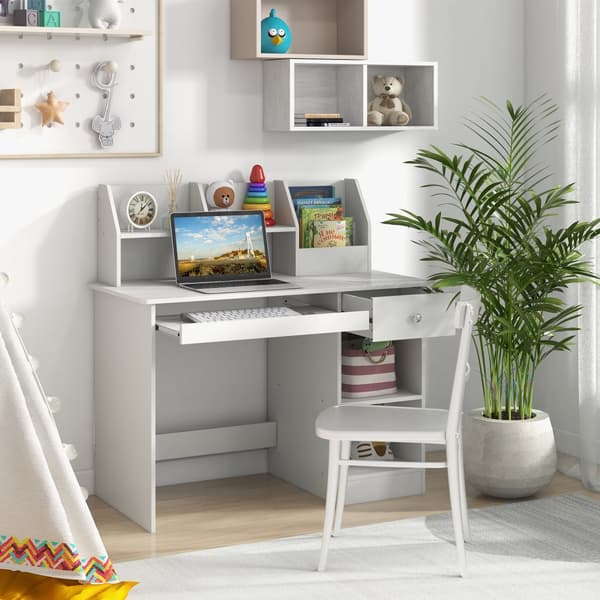 Børns studiebord, 35,5x18x35,5 tommer, Hvid