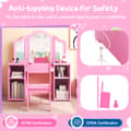 Miniatyrbillede 8 af 8: Toiletbord og Stol Sæt, 41x16x46 cm, Pink/Hvid