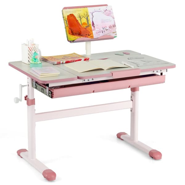 Barnskrivbord, 81x52x81-103 cm, Rosa