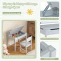 Miniatyrbild 7 av 8: Barnbord och Stol Set, 26x15.5x23 tum, Grå/Vit