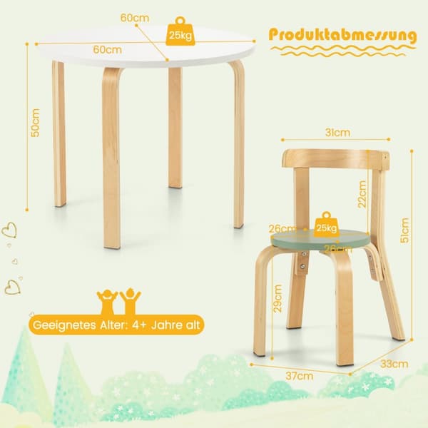 Barnbord och Stolsset, 60x60x50 cm, Färgglad