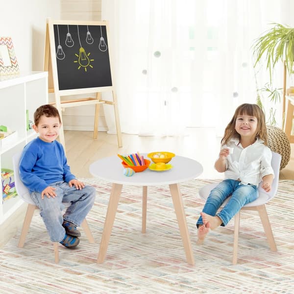 Lasten toimintapöytä ja tuolien setti, 23,5x20 tuumaa, valkoinen