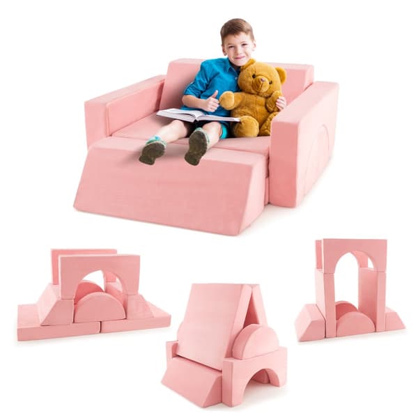 Barnmodulär leksoffa, 41,5"x39,5"x19", Rosa