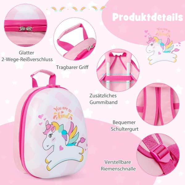 Kuffertsæt, Enhjørning 16'' Børnekuffert + 12'' Rygsæk, Pink
