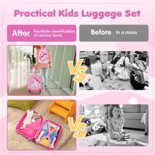 Barn Resebagage Set, 12,5x9x19 tum, 10x4,5x13 tum, Multifärgad