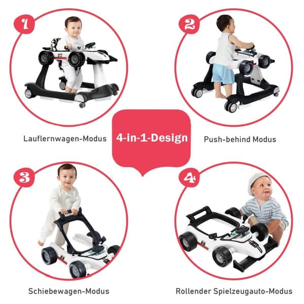 Baby Walker, 73x64x50.5/53.5/55.5 cm, Hvid