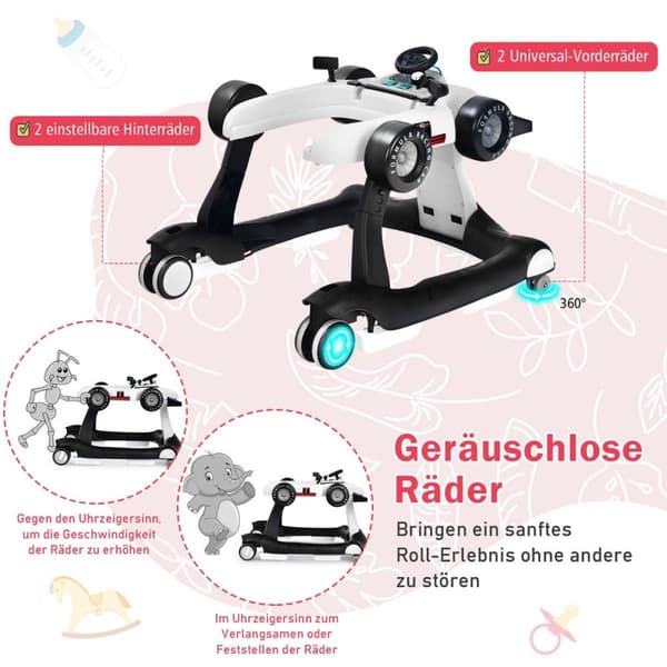 Baby Walker, 73x64x50.5/53.5/55.5 cm, Hvid