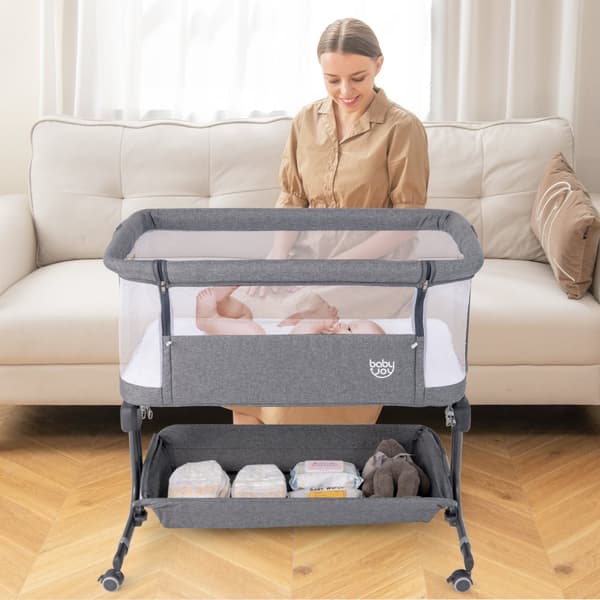 Spjälsäng Bedside Sleeper för baby, 87x63x85 cm, Grå
