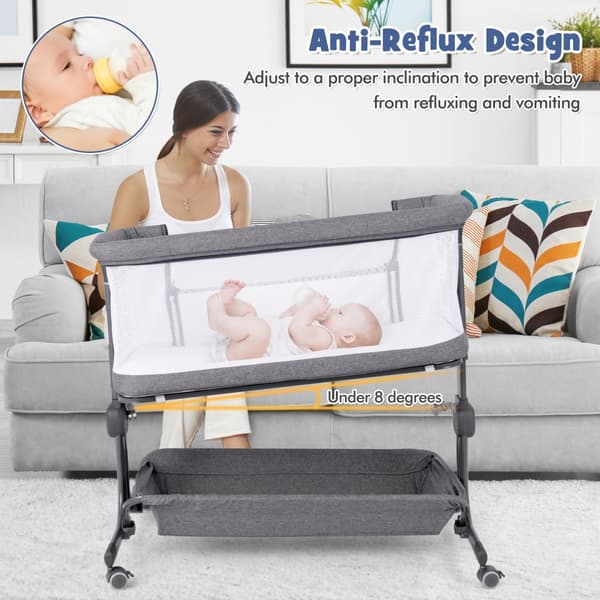 Spjälsäng Bedside Sleeper för baby, 87x63x85 cm, Grå