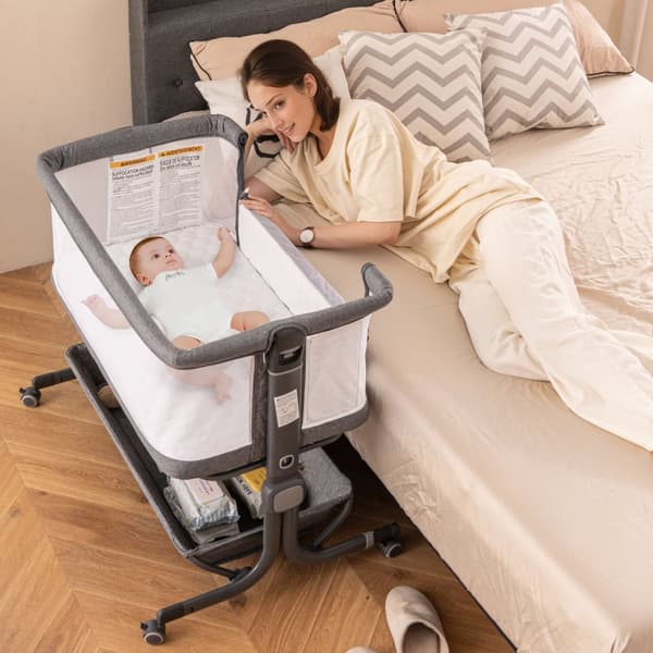 Spjälsäng Bedside Sleeper för baby, 87x63x85 cm, Grå