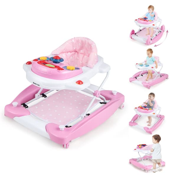 Babysitter, 6 i 1 Hoppgunga med Justerbar Höjd, 28x24x19.5 tum, Rosa