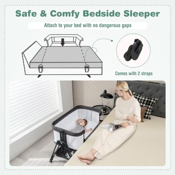 Transportabel babykrybbe, 97x56x71.5-86.5 cm, Grå + Hvid