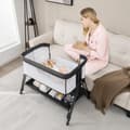 Miniatyrbillede 6 af 8: Transportabel babykrybbe, 97x56x71.5-86.5 cm, Grå + Hvid