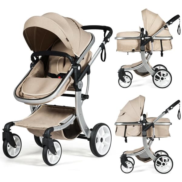 Vauvanrattaat, Taitettavat Alumiiniset Vauvan Kääntyvät Rattaat Vaipalaukulla, 40,5x24,5x44,5 tuumaa, Beige