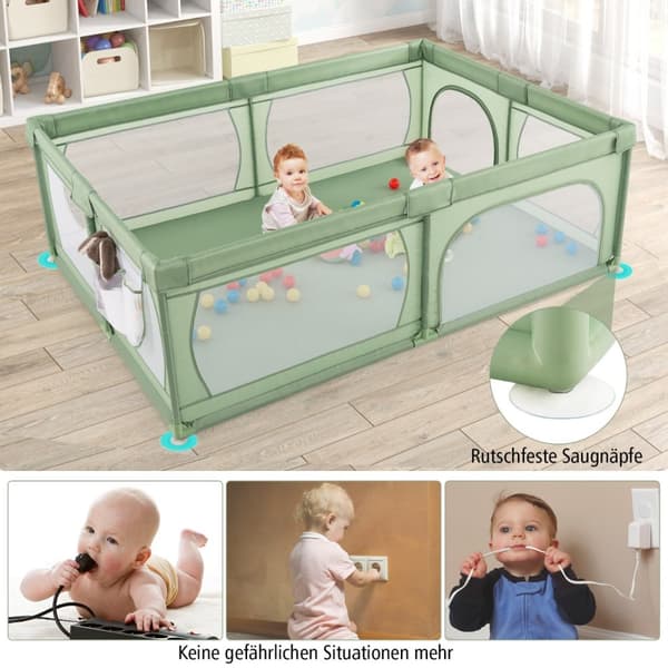 Baby legeplads, 205x147x68.5 cm, Grøn