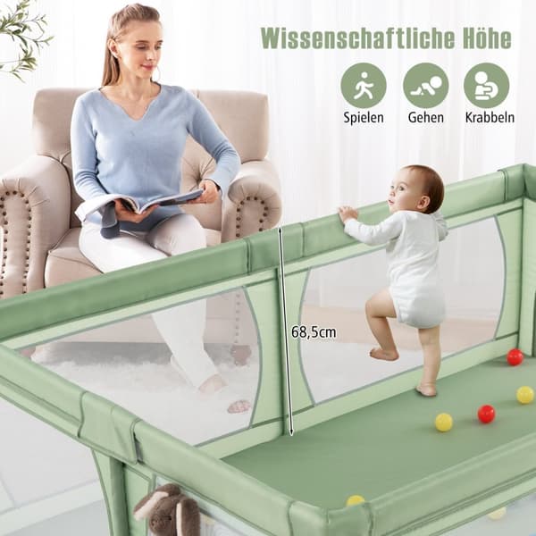 Baby legeplads, 205x147x68.5 cm, Grøn