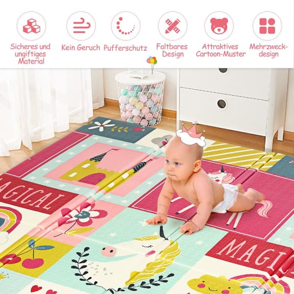 Baby Kravlemåtte, 200x180x1.4 cm, Rød